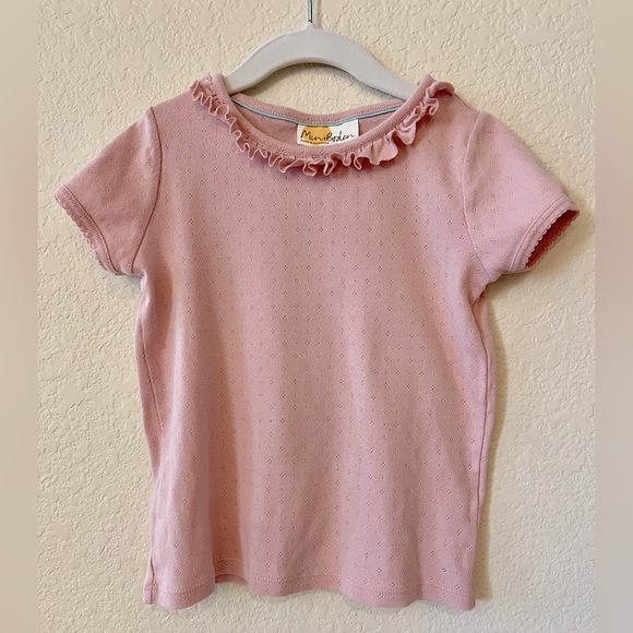 Mini Boden Pink Ruffle Pointelle Top - Picture 1 of 2